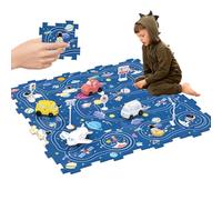 Bearbao Toddler Toys Gifts for 3-5 Year Old Boys, Total 16 Pieces Jigsaw Puzzle Racer Track Car Set with 2 Cars
