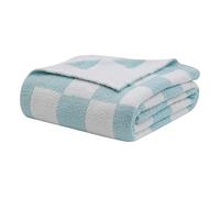 bearberry Fuzzy Checkerboard Grid Throw Blanket Soft Cozy Warm Microfiber All Season Blanket Decor for Couch Sofa Bed Travel Home (Baby Blue, 50''x60'')