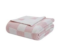 bearberry Fuzzy Checkerboard Grid Throw Blanket Soft Cozy Warm Microfiber Blanket Decor for Couch Sofa Bed Travel Home (Pink, 50''x60'')