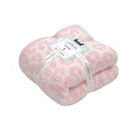 bearberry Fuzzy Leopard Knitted Throw Blanket Soft Cozy Warm Microfiber Blanket for Couch Sofa Bed Travel (Pink/Cream, 50"x60")