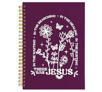 BearCake Boho Floral Christian Notebook Journal, Christian Gifts for Women, Bible Notebooks for Note Taking, Bible Journaling Notebook, There Was Jesus Hardcover Spiral Notebook 5.5x8.3 Purple 1
