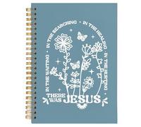BearCake Boho Floral Christian Notebook Journal, Christian Gifts for Women, Bible Notebooks for Note Taking, Bible Journaling Notebook, There Was Jesus Hardcover Spiral Notebook 5.5x8.3 Blue 1