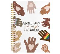 BearCake Diversity and Inclusion Notebook Journal, Small Hands Change the World Inspirational Journal for School Work, Positive Affirmation Gifts Hardcover Spiral Notebook 5.5x8.3