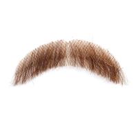 Beard 4x1'' Lightweight Human Hair with Invisible Mesh, Realistic Mustache Handlebar Thick Manly Skin-Friendly Mustache for Man Women Halloween Cosplay Costume, Brown Facial Hair