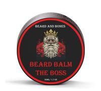Beard and Bones - 50ml Nut-Free Beard Balm for Men | Shea Butter, Jojoba Oil & Grapeseed Oil | Moisturizing & Nourishing Balm for Coarse Beards | 6 Scent Choices (The Boss)