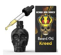 Beard and Bones - 60ml Beard Oil for Men | Nut Free | Natural Carrier Oils of Jojoba, Squalane and Sea Buckthorn Oil | Black Glass Skull | Choice of 6 Scents (Kreed)