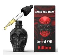 Beard and Bones - 60ml Beard Oil for Men | Nut Free | Natural Carrier Oils of Jojoba, Squalane and Sea Buckthorn Oil | Black Glass Skull | Choice of 6 Scents (Billion)