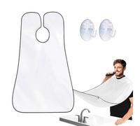 Beard Apron for Men with 2 Suction Cups, Shaving Cape for Shaving Haircuts, Waterproof Non-Stick Beard Hair Catching Grooming Cloth, Gifts for Men (White)