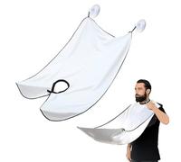 Beard Apron, Shaving Cape, Beard Trimming Catcher Cape for Shaving Haircut, Waterproof Non-Stick Hair Catcher Care Cloth with 2 Suction Cups, Gifts for Men, White, One Size