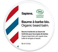Beard Balm for Men 60ml Sapiens Barber Shop - Organic Certified by Ecocert - Beard and Moustache Wax with Shea Butter and Castor Oil - Moisturising and Structuring Beard Care Balm - Made in France