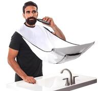 Beard Bib Apron, Beard Shaping Tool, Beard Hair Clippings Catcher, Non-Stick Waterproof Beard Shaving Apron, Trimming Accessories with Suction Cups, Grooming Gifts for Men & Father & Husband(White)
