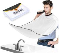 Beard Bib Apron for Men, Beard Hair Catcher for Shaving & Trimming, Non-Stick Waterproof Beard Cape Grooming Cloth with 3 Suction Cups, Gifts for Men Dad Fathers Day Anniversary Valentines Day(White)