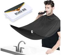 Beard Bib Apron for Men, Beard Hair Catcher for Shaving & Trimming, Non-Stick Waterproof Grooming Cloth with 3 Suction Cups, Gifts for Men Dad Fathers Day Anniversary Valentines Day(Black)