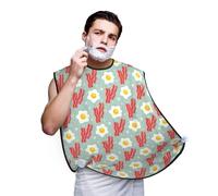 Beard Bib Apron Hair Catcher for Men - Cute Omelette Bacon Beard Hair Catcher for Sink Non-Stick Cape for Shaving For Grooming Mens Accessories with 2 Suction Cups