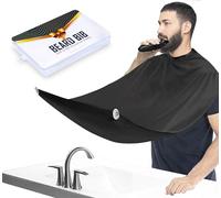 Beard Bib, Beard Apron, Beard Catcher for Men Shaving and Trimming, Non-Stick Beard Cape Grooming Cloth, Valentine's Day Gifts, blackone, short