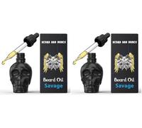 Beard & Bones 60ml Beard Oil for Men | Nut Free | Glass Skull (Savage) (Pack of 2)