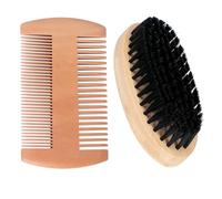 Beard Brush Comb Set for Men Wooden Beard Grooming Kit for Men Hair Beard Brush Moustace Comb Coarse and Fine Teeth for Grooming and Combing Hair Beards and Mustaches