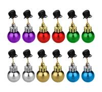 Beard Christmas Baubles Clips, 12 Pack Beard Christmas Baubles, Novelty Christmas Beard Ball Bell Clip Ornaments, Hanging Hair Santa Rude Mustache, Colorful Christmas Beard Lights Ornaments
