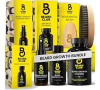 Beard Club Premium Beard Growth Kit - Growth Oil, Vitamins, Vitamin Spray & Boar Bristle Brush - Gift Set