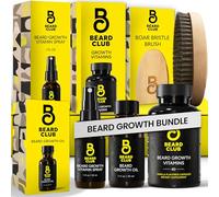 Beard Club Premium Beard Growth Kit - Growth Oil, Vitamins, Vitamin Spray & Boar Bristle Brush - Gift Set