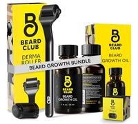 Beard Club Premium Derma Roller & Beard Growth Oil - Microneedling Roller with 540 Titanium Microneedles for Face, Body and Scalp - Beard Roller with Sandalwood & Cedar Beard Oil