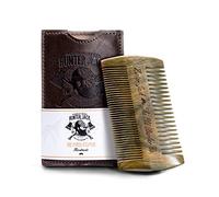Beard Comb Kit for Men - Great for Head Hair Beard & Mustache - Handmade Premium Sandal Wood - Fine Dual Action Teeth - Comes with Gift"Hunter Jack" PU Leather Case - Free eBook