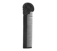 Beard Comb Mustache Comb Stainless Steel Skull Shaped Handle Professional Grooming Tool For Men Home Salon Styling Hair Care Durable Material (Black)
