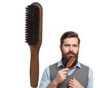 Beard Combs For Men, Real Wild Boar Bristle Beard Brush With Beechwood Handle, Beard Grooming Brush For Daily Care, Massaging Brush For Beard Growth,Hair Brush For Men, Dark Brown