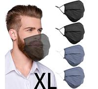 Beard Face Mask for Bearded Men, Extra Large XL Facemask with Nose Wire Washable Reusable Breathable Adjustable Ear Loops Fashion Adult Black Navy Stripe Cotton Cloth Madks, cubre bocas para hombres