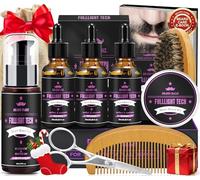 Beard Grooming Kit for Men w/3 Scented Beard Oil, Grapefruit Shampoo/Wash,Balm,Brush,Scissors,Comb,Complete Beard Care Kit for Men,Christmas Valentines Birthday Gifts for Him Dad Boyfriend Husband
