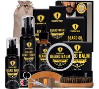 Beard Grooming Kit for Updraed 10 in 1 Beard Care Unique Gifts for Men, Beard Oil, Beard Brush, Beard Comb, Beard Balm, Beard Shampoo, Modelling Comb& Mustache Scissors Beard Growth & Trimming Kit