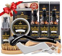 Beard Growth Kit,11 Piece Beard Grooming Set for Men with Beard Roller,3 Pack Beard Oil, Balm,Shampoo, Comb, Brush, Shaper,Nourish for Beard Growth and Care, Perfect Birthday Fathers Gift for Men