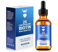 Beard Growth Oil with Biotin, Concentration 2X for Men (2 oz) Natural Beard Oil for Men with Argan Oil, Jojoba Oil and Vitamin, Softener for the
