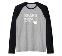 Beard It Grows On You Grooming Humor for Men Raglan Baseball Tee