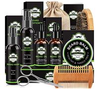Beard Kit for Men- Beard Grooming Kit with Beard Wash, Beard Conditioner, Beard Oil, Beard Balm, Beard Brush, Beard Comb, Beard Scissors, Storage Bag, E-Book, Gifts for Men Dad Husband Boyfriend