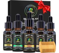 Beard Oil 5 Pack w/Sandalwood,Cedarwood,Vanilla,Orange,Unscented Christmas Stocking Fillers Fathers Valentines Day Gifts for Men Him Dad Boyfriend Husband,Beard Growth,Soften,Moisturizing,Strength