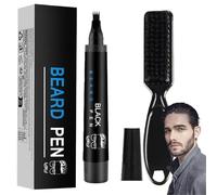 Beard Pencil Filler for Men,Beardpencil with Fo/rk Tip & Beard Brush,Beard Pencil Filler & Thickener,Natural Black Beard Dye for Filling,Black Beard Dye for Men,Beard Thickener for Men(Black)