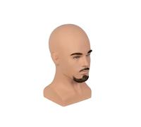 Beard Practice Head with Detailed Contours,L90T-full Beard | skin-tone pvc build, painted eyes, defined brows, suits barbershop classes, salon display