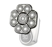 Beard Shaver Replacement Heads - 9-Head High Coverage Rotary Cutter, Stainless Steel Double-Ring Mesh Foil Foil, Rapid Bald Head Shaving Replacement Unit | Matte Silver Combo