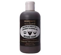 Beard Soap & Shampoo, By Beardsmith, Argan & Shea Oil With Coconut & Jojoba Oil, Beard Cleanse & Shampoo, and Trim, 70% Liquid Black Soap + 30% Castile Beard Soap, 250ml