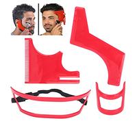 Beard Styling Template HighGrade Plastic Beard Shaping Tool Kit for Men Grooming Red 4PCS Set