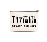 Beard Things Toiletry Bag for Men Canvas Grooming Organiser Wash Bag for Travel Shaving Kit Storage Pouch for Dad Father's Day Birthday Gifts for Husband Boyfriend