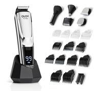 Beard Trimmer, 21 Piece Mens Grooming Kit for Beard & Mustache Trimming, Electric Shaver, Nose Hair Trimmer, Cordless Hair Clippers, Waterproof, Silver
