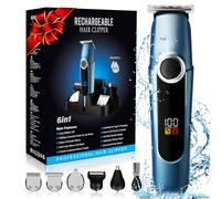 Beard Trimmer for Men Professional, Mustache Trimmer for Men, Mens Beard Grooming Kit, Nose Hair Trimmer, 6 in 1 Waterproof Rechargeable Electric Razor with Cordless Hair Clipper,Valentine's Day Gifts
