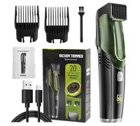 Beard Trimmer for Men - Waterproof Vacuum Clipper with 2 Combs | Rechargeable Facial Hair Shaver, Portable Moustache, Sideburns, Beard Style, Home or Travel Use