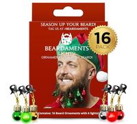 Beardaments Beard Lights - Light-Up Beard Ornaments for Men - Colorful Christmas Beard Baubles with Easy Clip Attachment - Funny Christmas Ornaments - 16pc
