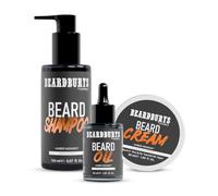 Beardburys Beard Grooming Kit for Men Beard Shampoo, Beard Oil & Beard Cream, Hydrating & Nourishing Beard Care Set Amber Midnight Fragrance Gift Idea for Men