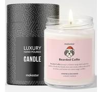 Bearded Collie Christmas Candle Gift - Luxury Soy Wax Candle - Vanilla, Jasmine, Sugared Almond - Dogs in Shades - Makester