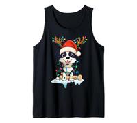 Bearded Collie Christmas Santa Hat Reindeer Lights Pajamas Tank Top
