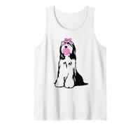 Bearded Collie Dog with Bubble Gum Bandana Glasses Tank Top